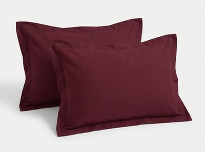 Trio - Kussenslopen - Egyptisch Perkal Katoen - 200 TC - 2x 65x65 cm - Met Volant - Bordeaux