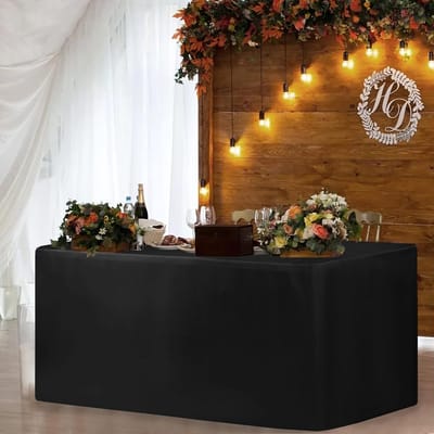 Set van 2 Tafelkleden Rechthoekig Zwart 60x30 Inch - Wasbaar en Stevig voor Feest, Diner en Events