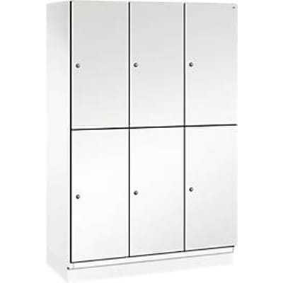 C+P Double-store locker Cambio, 3 vakken, 6 vakken, met plint, B 1200 x D 525 x H 1980 mm, verkeerswit/wit