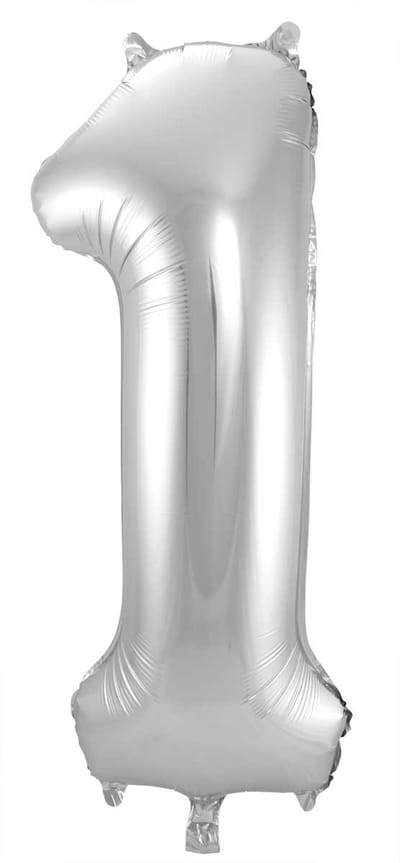 Folieballon 1 jaar - Zilver - 86 cm