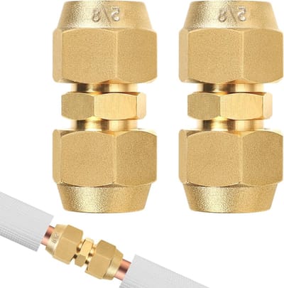 Dubbele Nippel voor Koperen Buizen, 5/8 Inch, Koppelingen voor Verwarming en Koeling, Set van 2, Schroefverbinding, Duurzaam en Betrouwbaar