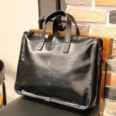 Sac à main pour homme Mallette Décontracté Affaires Sac à bandoulière Sac bandoulière Horizontal Cuir Sac de bureau pour homme 37*29*9.5cm noir