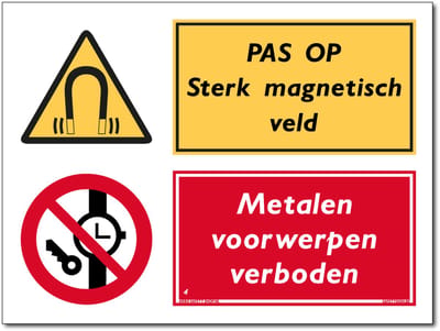 Magnetisch veld bord - Metalen voorwerpen verboden - Aluminium - 30 x 40 cm