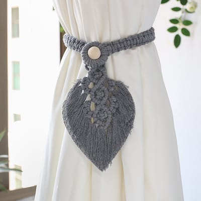 Set van 2 gordijn tiebacks Boheemse decoratieve gordijn tiebacks macrame katoenen gordijn tiebacks voor gordijnen decoratie,grijs