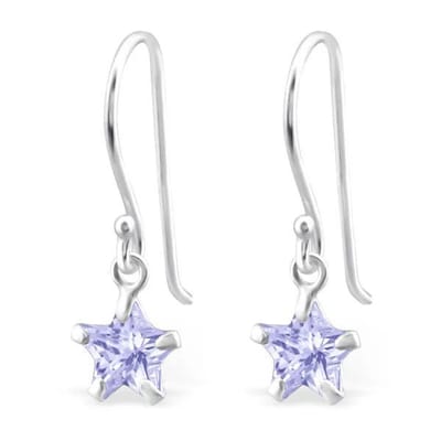 Aramat Jewels | Oorhangers | Zilveren Ster Oorhangers met Zirkonia | Oranje | |8mm | Zilver | Kinderen | Verkleurd niet
