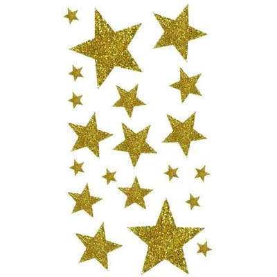 MégaCréa DIY - Stickers étoile Doré pailleté 1 à 5 cm 20 pièces