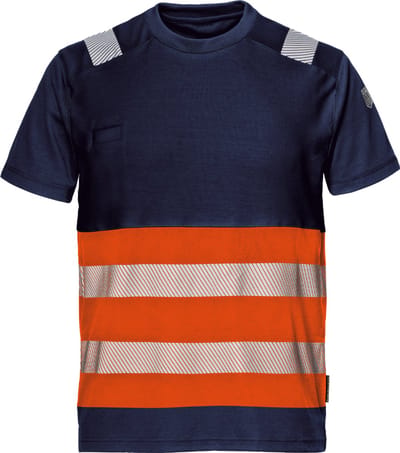 SIR SAFETY CONTRAST Korte mouw Hi Vis Reflecterend Werk T-shirt HEREN Oranje Blauw - EN 20471 Klasse 1 - 175 g/m²