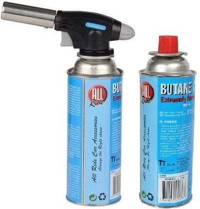 Gasbrander met 2x butaangas fles - creme brulee brander / bbq aansteker