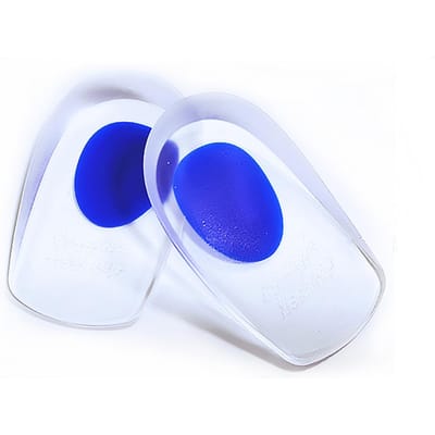 2PCS Siliconen Gel Hielkussentjes Schoen Inlegzolen Zachte Antislip Voetpijn Verlichting Inlegzolen Kussen Voetverzorging L blauw