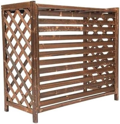 Buitenafdekking Airco - Privacy Scherm - Buitenruimte Verfraaien - Massief Hout - 81x30x72cm - Donker Antraciet