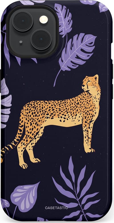 Casetastic Hoesje Geschikt voor Apple iPhone 15 Magsafe - Stijlvolle Beschermende Duo-layer Case - Cheetah snelheid