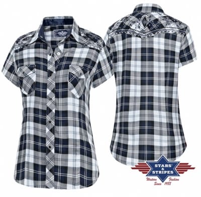 Stars & Stripes - Western Blouse - Pasasena Blue Short - L