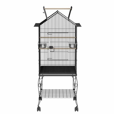 ACXIN Vogelkooi - Grote Zwart Vogelkooi Met Standaard & Rollen Voor Kanaries & Parkieten - 55x55x145cm