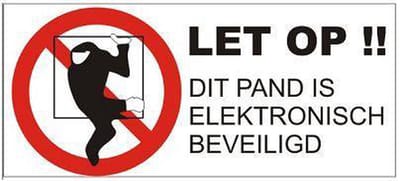 Beveiligingsstickers. 10 stuks. Transparant wit  voor aan de binnenkant raam. Elektronisch beveiligd. 10 cm x 4,5 cm. B1204T
