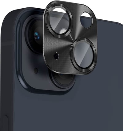ENKAY, Lens Protector geschikt voor iPhone 15 en 15 Plus - Tempered Glass & Aluminium Frame, Zwart