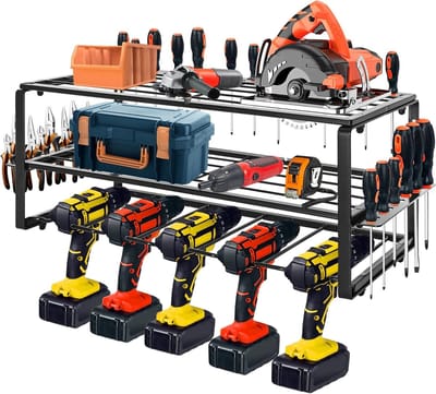 Wandgemonteerde opslag voor elektrische gereedschappen, multifunctionele boorhouder 49 x 20 x 20 cm, gereedschapsrek voor thuisgebruik