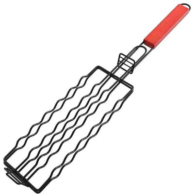 Grillmand Roestvrij Staal BBQ Gereedschap Grillaccessoires Barbecue Rek voor Hotdog Groente Vlees Steak Garnalen Kabob Houder zwart
