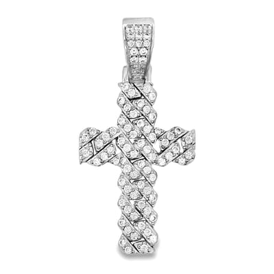 Juwelier Zwartevalk zilveren (gerhodineerd) cuban link kruis hanger - 24.277-S