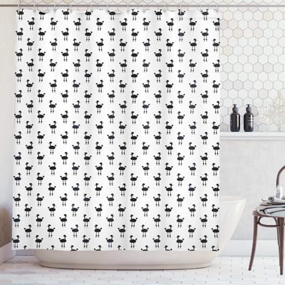 ABAKUHAUS – Zwart-wit douchegordijn – Polyester – 175x240 cm