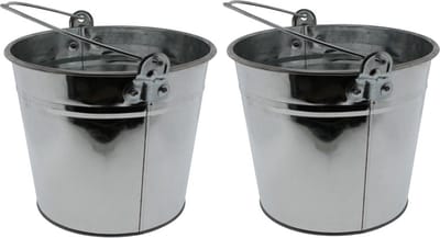 Emmer van zink - 2x - 5 liter - zilverkleurig - 16 x 21 cm - Plantenbakken/potten
