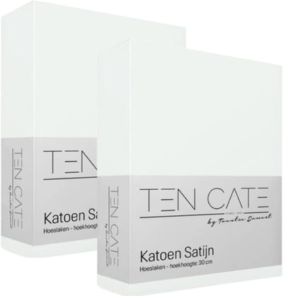Ten Cate Hoeslaken - Hoeslaken 180 x 200 - Katoensatijn - Hoeslakens - Geschikt voor boxspring en matras - Hoekhoogte 35cm - Elastiek Rondom - Strijkvrij - Wit