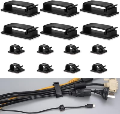 Famanu – Zelfklevende Kabelclips - Kabelhouders - Kabelklemmen - Draadhouders - Kabelclips - Kabelbeheerhouders voor Kantoor - Platte Kabels en Bureau