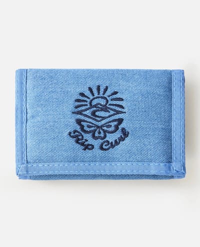 Rip Curl Distressed Denim Wallet - Mid Blue