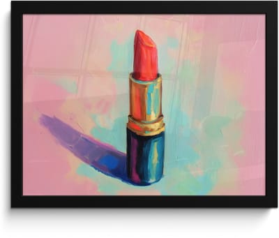 Poster in lijst - Fotolijst 40x30 cm - Posters - Lippenstift - Rood - Penseelstreken - Posterlijst zwart - Decoratie - Wanddecoratie woonkamer - Muurdecoratie slaapkamer