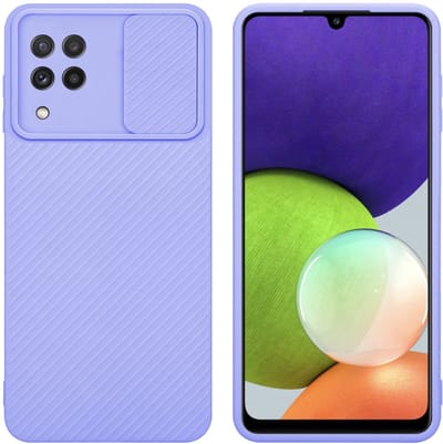 Cadorabo Hoesje geschikt voor Samsung Galaxy A22 4G in Bonbon Paars - Beschermhoes van flexibel TPU-silicone Case Cover en met camerabescherming