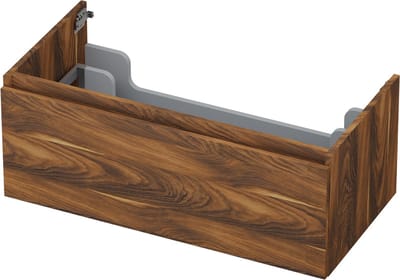 INK wastafelonderkast 1 lade greeploos met houten keerlijst 90x45x35cm, noten