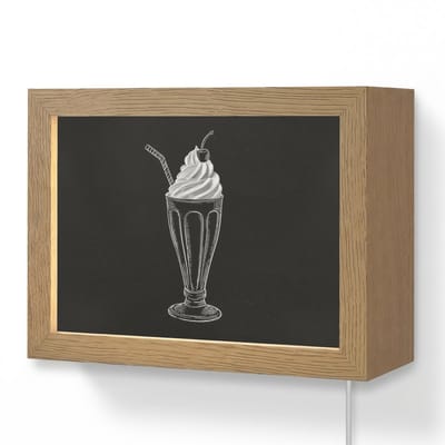 Wandlamp 20x15 cm - Oplaadbaar - Ijscoupe - Kers - Krijtstijl - Slagroom - Wandlampen binnen woonkamer - Slaapkamer lamp met kabel - Decoratieve nachtlamp - Vloerlamp snoer
