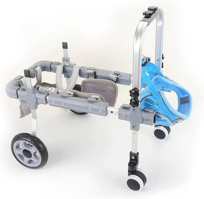 Hondenrolstoel Verstelbaar - Hulpmiddel Honden - Ondersteuning Mobiliteit - Lichtgewicht Aluminium - 4 Wielen - Zilver