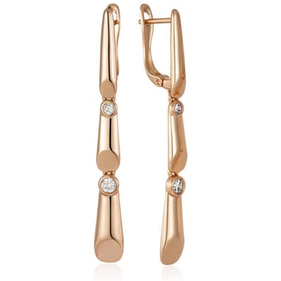 Nouvelles Boucles d'Oreilles Longues pendantes Couleur Or Rose Boucles d'Oreilles Femme Lien Métallique Brillant Zircon Naturel Accessoires Bijoux Fins Quotidien beige