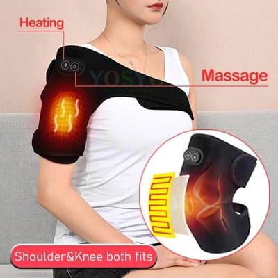 Elektrische Schouderbrace Verwarmde Kniemassager Vibratiemassage Zwarte Ondersteuningsband met Verstelbare Drie Verwarmingsniveaus white