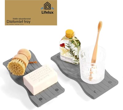 LifeLux Diatomiet Sneldrogende antibacteriele zeephouder / zeepbakje tray voor in de badkamer / keuken - duurzaam anti schimmel- Milieuvriendelijke zeephouder handzeep