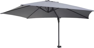 Casoria muurparasol, zweefparasol, 3m kantelbaar, polyester aluminium/staal 9kg ~ grijs
