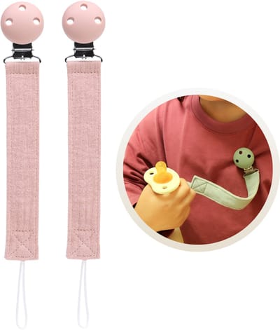 Funnies Speenkoord 2-Pack Rosebud - Speenkoorden - Speenlint - Fopspeenkoord - Fopspeenhouder - Baby Accessoires - Speenketting - Voor Jongens en Meisjes - Kinderwagen - Set van 2 Stuks - Kleding - Veilig - Duurzaam - Handig