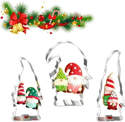 Set van 3 kerstkoekjesuitsteekvormen in de vorm van gnomes voor feestelijke bakplezier