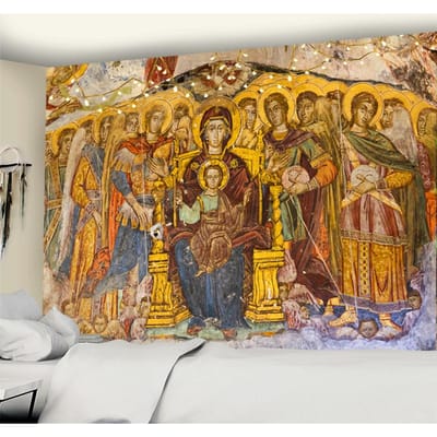 Imperium Romanum Foto Wandtapijt Koning Justinianus dynastie Retro Wanddoek Wandtapijten Boho Huisdecoratie Muurkunst Muurschildering Macramé 95x70CM brown