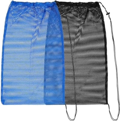 Zandspeelgoed Tas voor Strand en Gym met Verstelbaar Trekkoord - 2 Stuks Zwart en Blauw