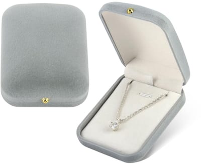 Dailygoods - YUE QIN Sieradendoosjes, klein fluwelen sieradendoosje, grijs, sieradenverpakkingen, halsketting, sieradendoosje voor huwelijksaanzoek, bruiloft, verjaardag, Valentijnsdag, Moederdag, 2 stuks