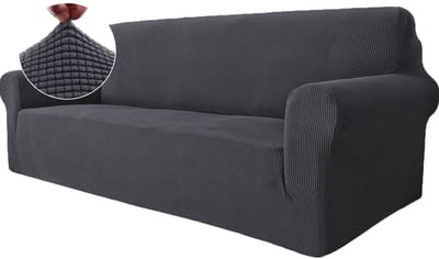 Stretch Bankhoes 3 Zits, Elastische Bankhoezen Voor Woonkamer, 1 Stuks Universele Rekbare Armsteun Sofahoes Met Anti-slip Schuim, Krasbestendig Meubelhoes Voor Bank, Antracet