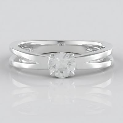 Cavill - Zilveren ring 925 Sterling - 0,616 ct Cambodjaanse ronde briljant geslepen zirkoon - Platina geplateerd - Elegante dubbele band ring