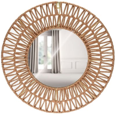 Vilde - Boho Wandspiegel - Ronde Vorm - 45 cm - Natuurlijke Papieren Frame