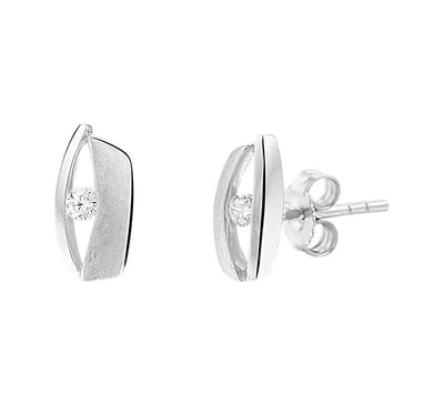 Zilver Gerhodineerde Oorknoppen zirkonia poli/mat 1332880