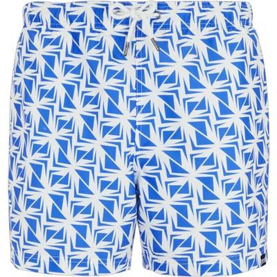 Regatta Heren Loras Geometrische Zwemshorts (Wit/Sonisch Blauw)