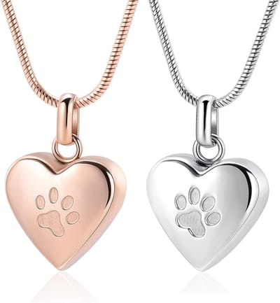 Huisdier Urn Ketting - As Hanger - Herdenkingssieraden Dragen - Hartvorm Pootprint - 20 Inch Ketting - Zilverkleurig