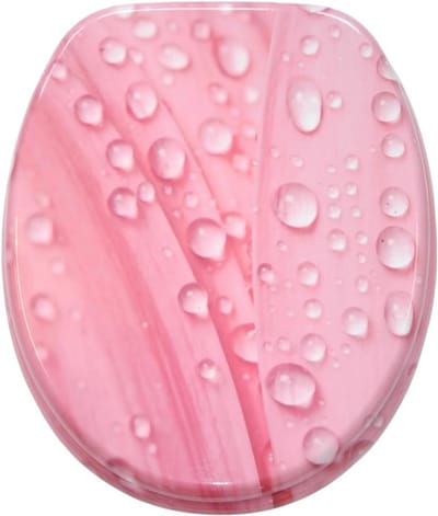 Luxe Houten WC-bril met Softclose en Roze Bloemenprint - Eenvoudige Montage