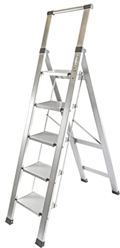 Platte huishoudladder - Aluminium, 5 Treden, EN 131 Gecertificeerd