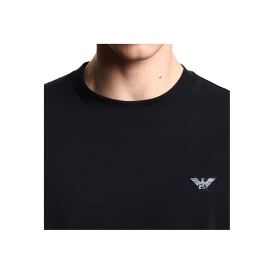 Emporio Armani Slim Fit Katoenen T-shirt met Korte Mouwen en Geborduurde Adelaar Heren T-shirts EM005396-AF13715-UB118 L black